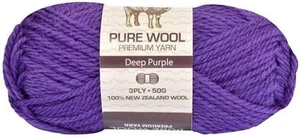 3-Ply Pure Wool 50 g, Deep Purple - Picture 1 of 2