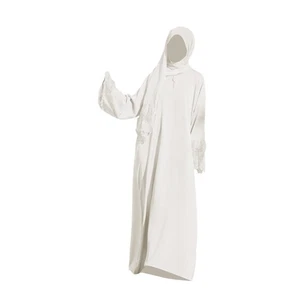 Women Muslim Robe M Size with Headscarf Long Sleeves Comfortable Abaya Dress for - Picture 1 of 6