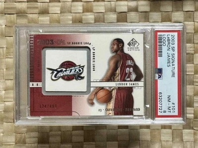 2003-04 UD SP Signature LEBRON JAMES Rookie RC Souvenir Logo Cavaliers PSA 8 - Image 1 of 3