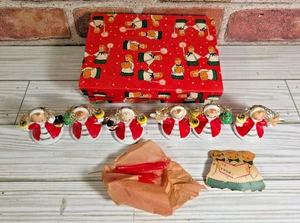 Vintage 50er Keramik Lametta Engel 2" Kerzenhalter 6 Stück Set mit Box Japan - Bild 1 von 11