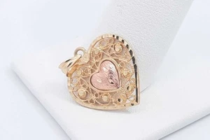 14k Yellow Gold Heart Pendant 1.4 Grams Eb0225prsa - Picture 1 of 5