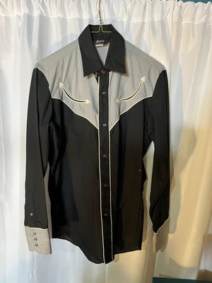 Vintage Levi’s Western PearlSnap Shirt Men’s Small Black Gray Cowboy Rockabilly - Image 1 of 4
