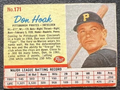 Post Don Hoak 1962 (Piratas de Pittsburgh) #171 en muy buena condición Foto 1 de 2