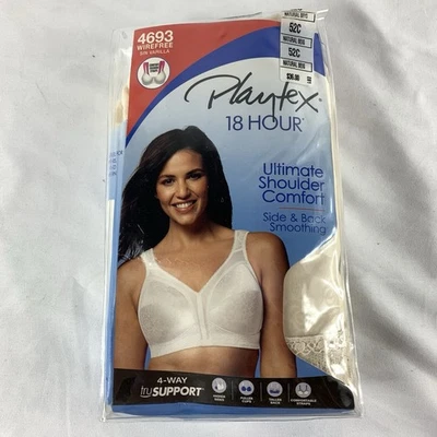 Playtex 18 Hour Bra Ultimate Shoulder Comfort Style Size 52C Wirefree Beige 4693 - Image 1 of 4