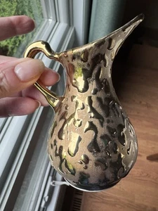 Kingwood Pitcher Weeping Gold Vase Ewer 4 Inches Vintage MCM East Palestine Ohio - Picture 1 of 6