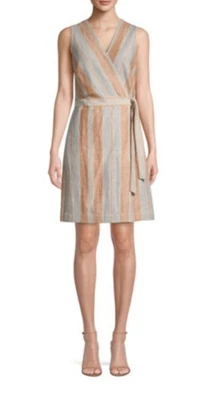 Usado en Excelente Condición Mameluco Lafayette 148 New York Oaklyn Lino Rayas Talla 12 Foto 1 de 4