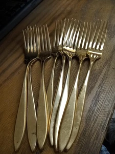 Dirigold Dirilyte Goldtone REGAL 7 forchette da portata 5/8" (set di 8) SPEDIZIONE GRATUITA - Foto 1 di 3