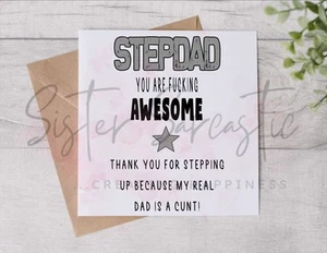 Personalised Funny Father's Day Card For Step Dad, Birthday Greetings Card - Picture 1 of 1
