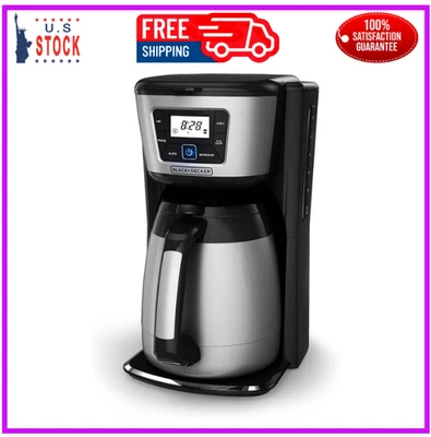 Cafetera térmica de 12 tazas para mantener el café caliente con jarra aislada de acero inoxidable Foto 1 de 4