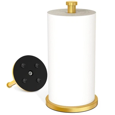 Gold Paper Towel Holder Stand, Paper Towel Holder with Weighted Base and Suct... - Image 1 of 4