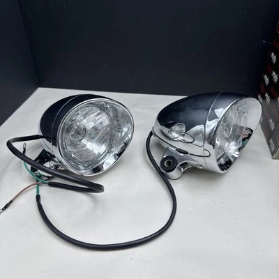 2 mini luces cromadas personalizadas para motocicleta Harley o cruceros métricos TL088 Krator Foto 1 de 4