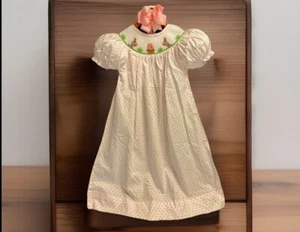 Girls NWT Boots & Bows Smocked Dress Long Easter Bunny Polka Dots Free Bow 5 - Picture 1 of 9