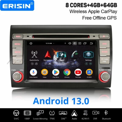 8-Kern Android 14 DAB+ Autoradio FIAT BRAVO 2007-2014 DVD CarPlay 64GB Wifi Navi - Bild 1 von 4