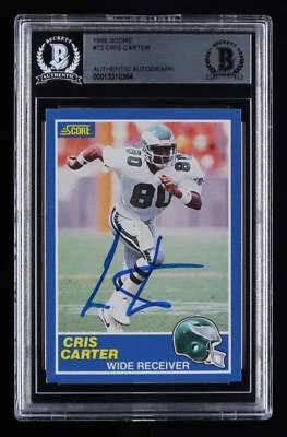 Cris Carter Signed 1989 Score #72 (BGS) - Rookie Card - Image 1 of 2