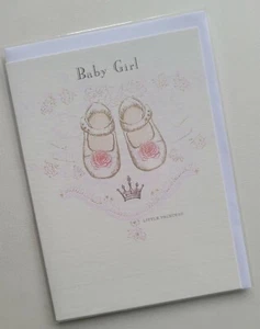 BABY MÄDCHEN KARTE - Kleine Prinzessin HERZLICHEN GLÜCKWUNSCH - Qualitätskarte  - Bild 1 von 4