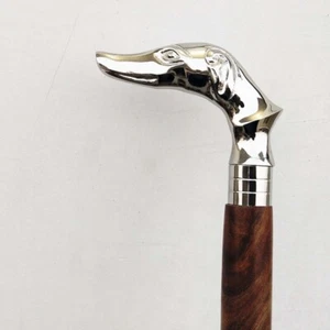 Bastone da passeggio in legno antico manico ottone cane design canna vittoriana vintage - Foto 1 di 8