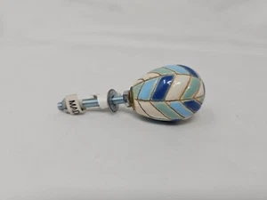 anthropologie drawer cabinet pull new handcrafted blue/ white beige - Picture 1 of 3