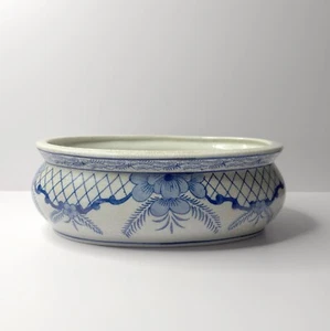 Vintage Large Oval Chenoiserie Center Piece Bowl Planter Cachepot Jardiniere - Picture 1 of 15