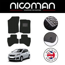 Peugeot 108 2014- Tailored Black Car Floor Mats Rubber 4pc Set With Clips