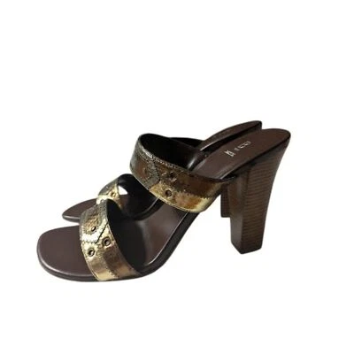 Женские винтажные бронзовые кожаные босоножки Bakers Peggy Y2K с квадратным носком размер 10 М - Изображение 1 из 4