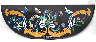 48" x 15" black Marble Side Corner console Centre Table Top inlay pietra dura - Image 1 of 3