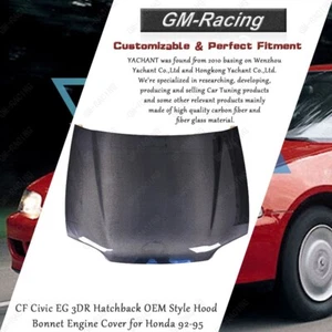 Carbon Civic EG 3DR Hatchback OEM Style Hood Bonnet Engine Cover for Honda 92-95 - Picture 1 of 18
