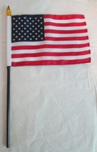4x6" Premier Stick Flag USA United States 50 Star Flag 10" Black Plastic Stick - Picture 1 of 2