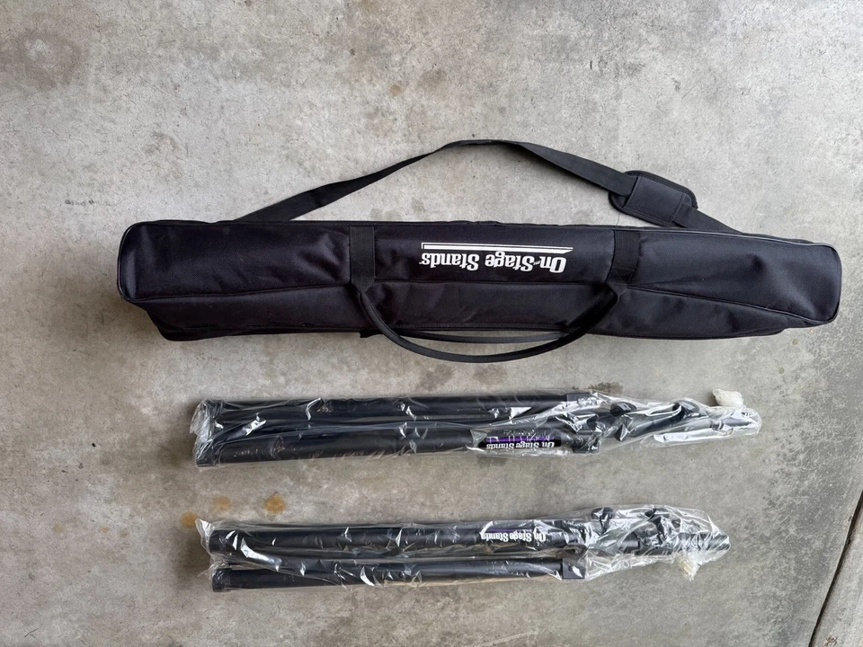 (2) On-Stage SS7761B SPEAKER STANDS - NEW IN WRAPPER NEW IN NEW  BAG - Image 1 of 1