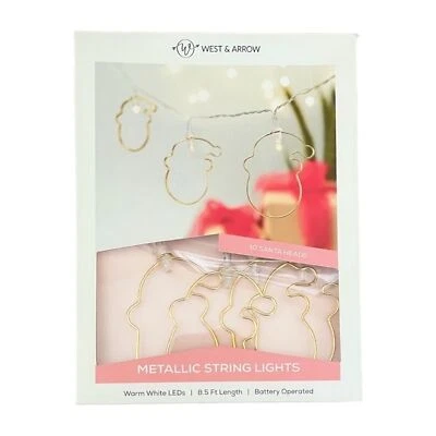 West & Arrow Navidad Papá Noel Metálico Cálido Luz LED Cadena Luces NUEVO Foto 1 de 4