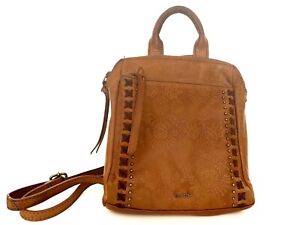 The Sak Loyola Mini Backpack In Leather, Tobacco Floral Embosseed