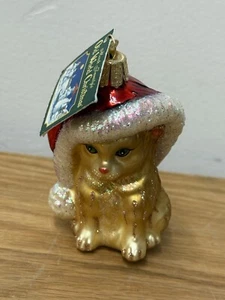 2012 Old World Christmas 3 1/2 Inch Santa's Kitten Glass Blown Ornament - Picture 1 of 4