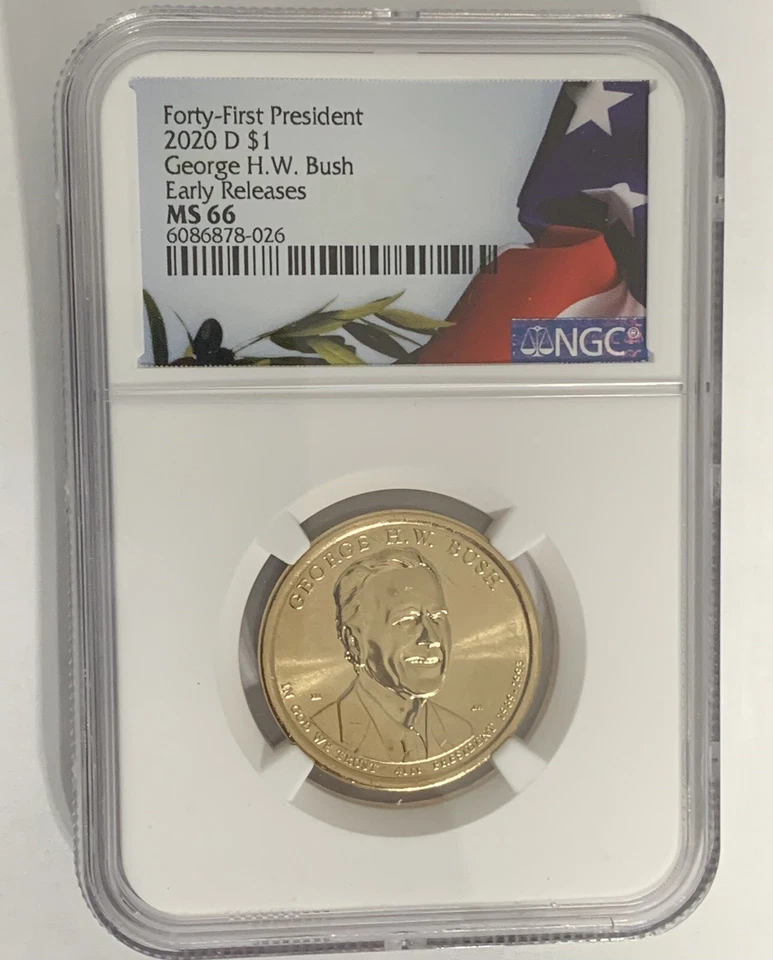 2020 D GEORGE H.W. BUSH 41st President $1 Coin NGC MS 66 Early Releases - Image 1 of 4