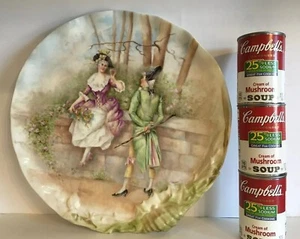 Antique Hand Painted Plaque Portrait Platter Victorian Signed Rare Folk Art Love - Picture 1 of 12