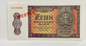 GERMAN 1954 UNIFACE SPECIMEN 10 MARK VERY SCARCE AA 000000 CHOICE UNCIRCULATED - Picture 1 of 2