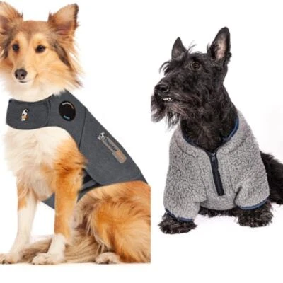 Dogs Bundle Lot (2) NWT Ivory Ella Half Zip Sherpa Fleece & Thunder Shirt Gray S - Image 1 of 4