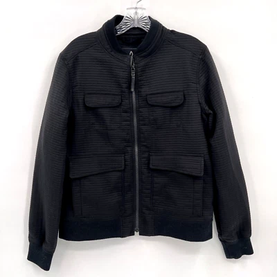 PRANA женский размер большой черный молнии высокого шеи ребристый куртка с карманами - Изображение 1 из 4