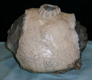 RAKU Pottery Vase Two Faces Signed SCHOS 85 EXC - Picture 1 of 12