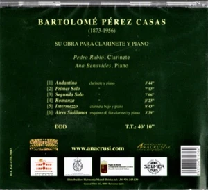 PEREZ CASAS, Bartolome. Clarinet Works. Rubin, Pedro, clarinet. AC 063 New - Picture 1 of 2