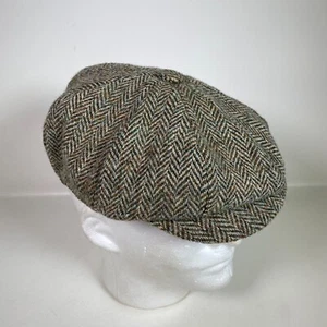 Cappello berretto vintage Harris tweed newsboy marrone medio 8 pannelli lana - Foto 1 di 10