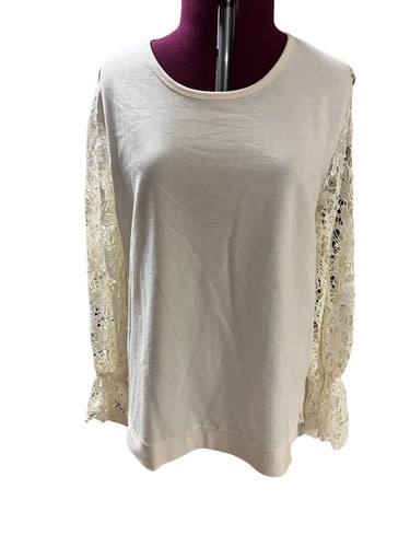 OFF WHITE Felpa Hannah Off bianca pesante maniche in pizzo taglia XL