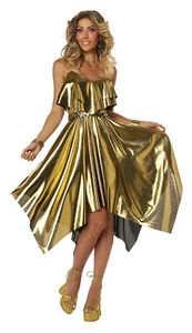 Abito da discoteca adulto anni 70 - costume oro - Foto 1 di 3