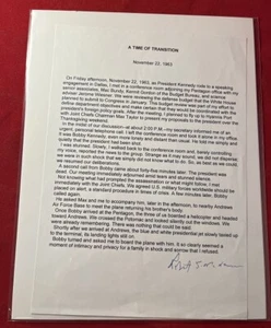 Signed Copy of Secretary of Defense Robert McNamara's A Time of Transition Memo - Foto 1 di 1