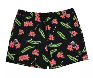 Mambo Smart Arts Board Shorts Black Size 4XL Bright Hibiscus Skull Boardies Men' - Picture 1 of 11