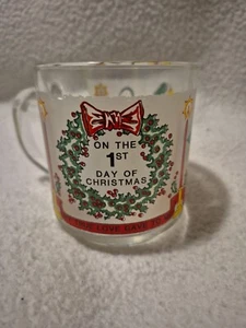 Christmas Luminarc Glass Twelve Days of Christmas Mug Tumbler 1st Day Partridge - Picture 1 of 8