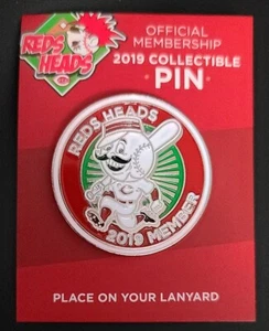 2019 Cincinnati Reds MR REDLEGS Reds Heads Membership Enamel Pin 1.5" NEW w/Card - Picture 1 of 2