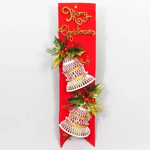 Campanas decorativas de puerta Feliz Navidad vintage colgantes de plástico fieltro rojo Hong Kong - Imagen 1 de 19
