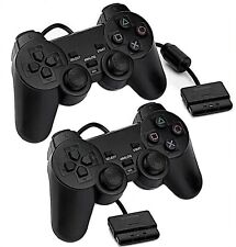 TWO BRAND NEW Black Wired Replacement Controllers For Sony PlayStation 2 PS2 LOT