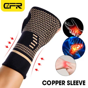 Women Men Copper Compression Wrist Brace Sports Wristband Brace Bandage Support - Picture 1 of 14