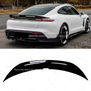 For Porsche Taycan 2020-2024 Gloss Black FRP Rear Trunk Spoiler Lip Wing Bodykit - Picture 1 of 20