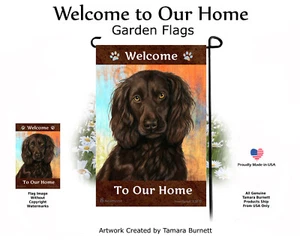 Welcome Garden Flag - Chocolate Boykin Spaniel 025A - Picture 1 of 1